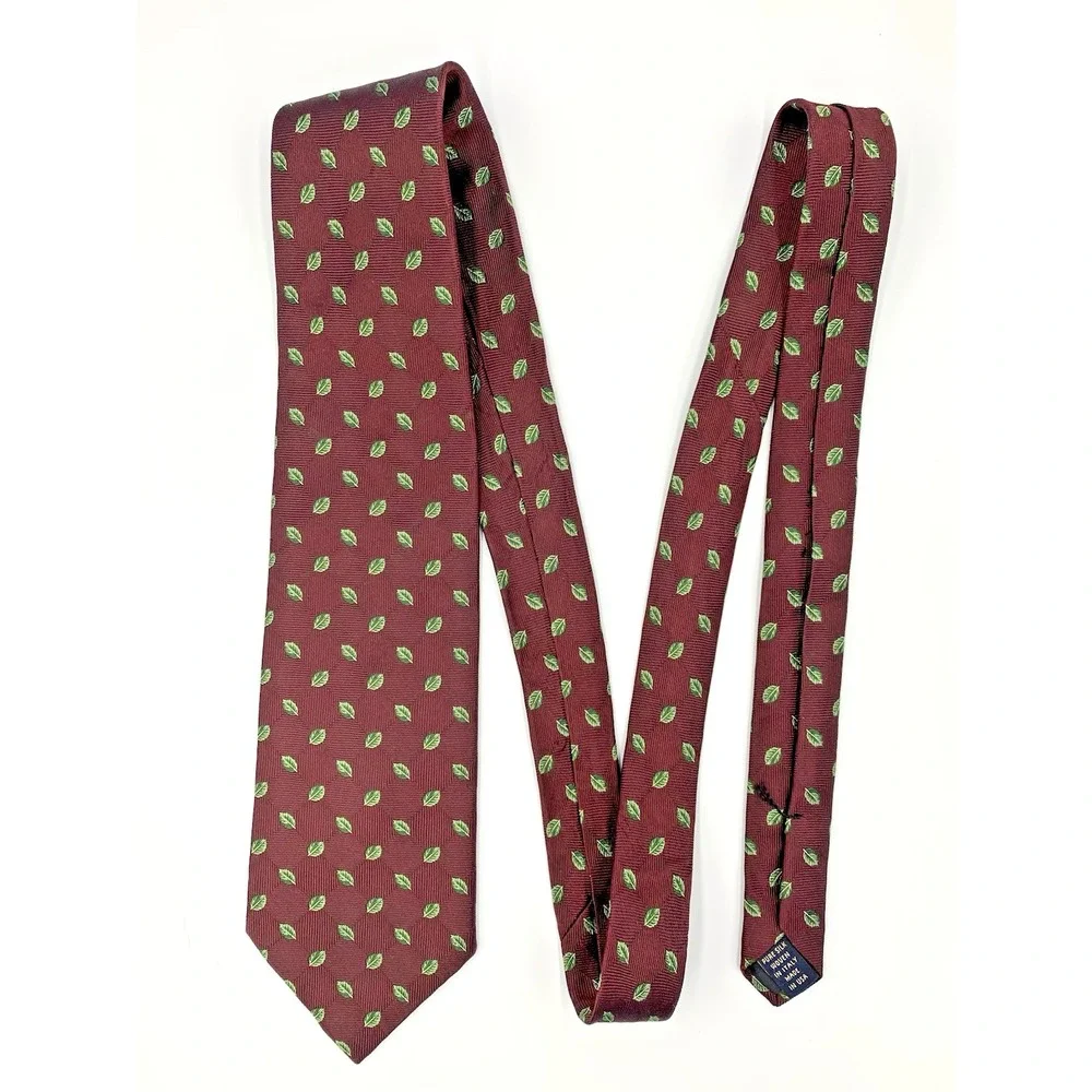 Brooks Brothers Makers Men's Italian Silk Made in‎ USA Geometric Leaf ~ Long 61